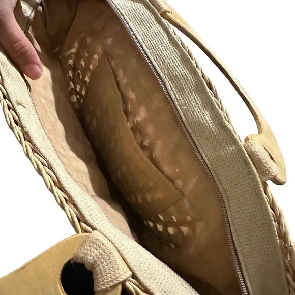 Colorful straw beach bag, 16" x 15" - Picture 6 of 6